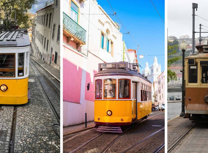 Collage of Lisbon Tram 28 that one is going to experience during their 9 nights 10 days Porugal tour package.
